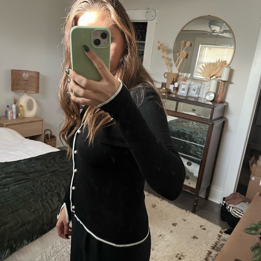 Zara Button Down Knit Sweater Medium - image 4